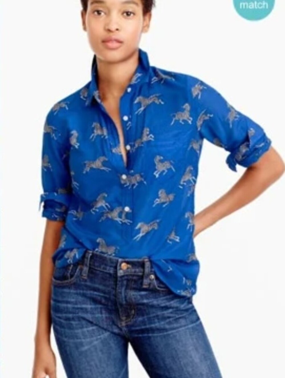 J. Crew Blue Zebra Print Shirt
